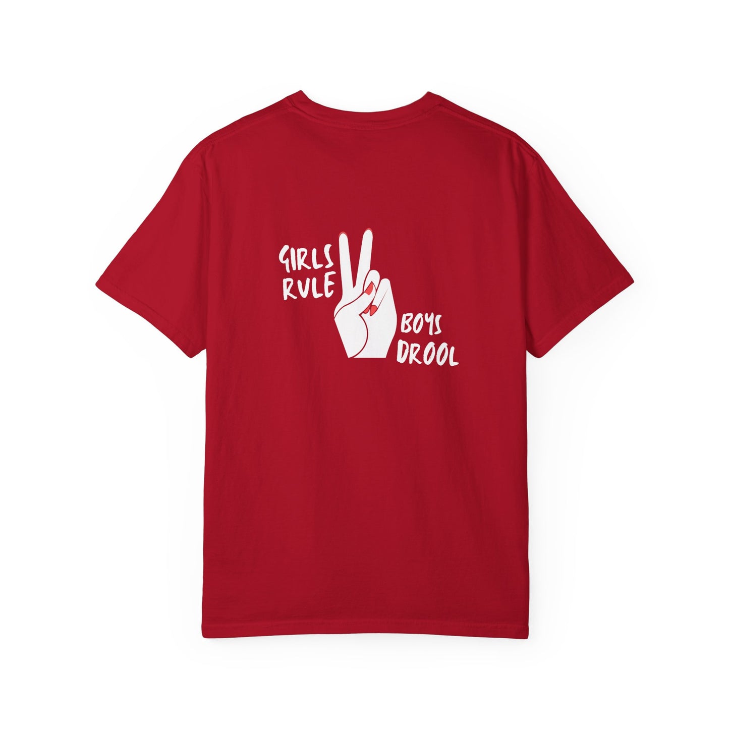 Comfort Colors® "Girls Rule, Boys Drool" Peace Sign Valentine's Day Tee for Women or Girls
