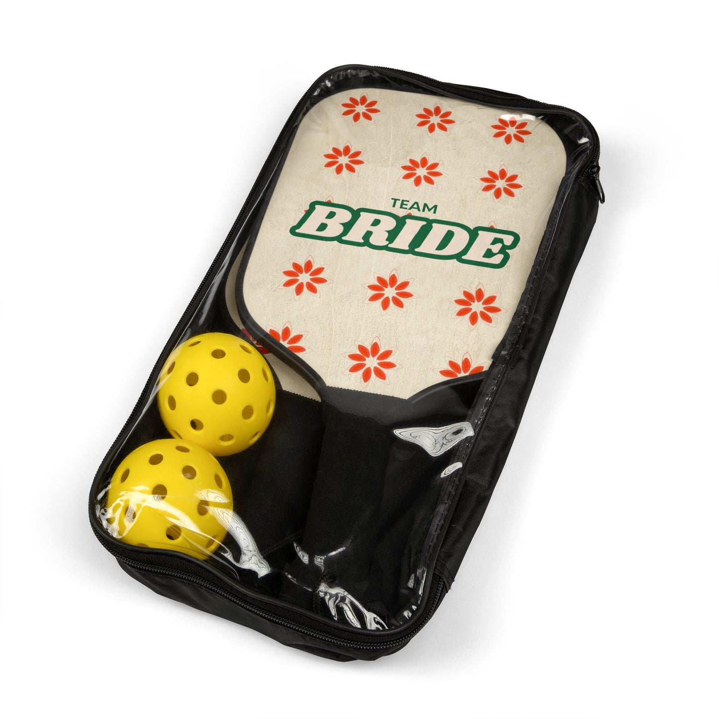 Pickleball Paddle Set - Team Bride Floral Red, Retro, Bridesmaid Pickleball Paddle, Bachelorette Pickleball