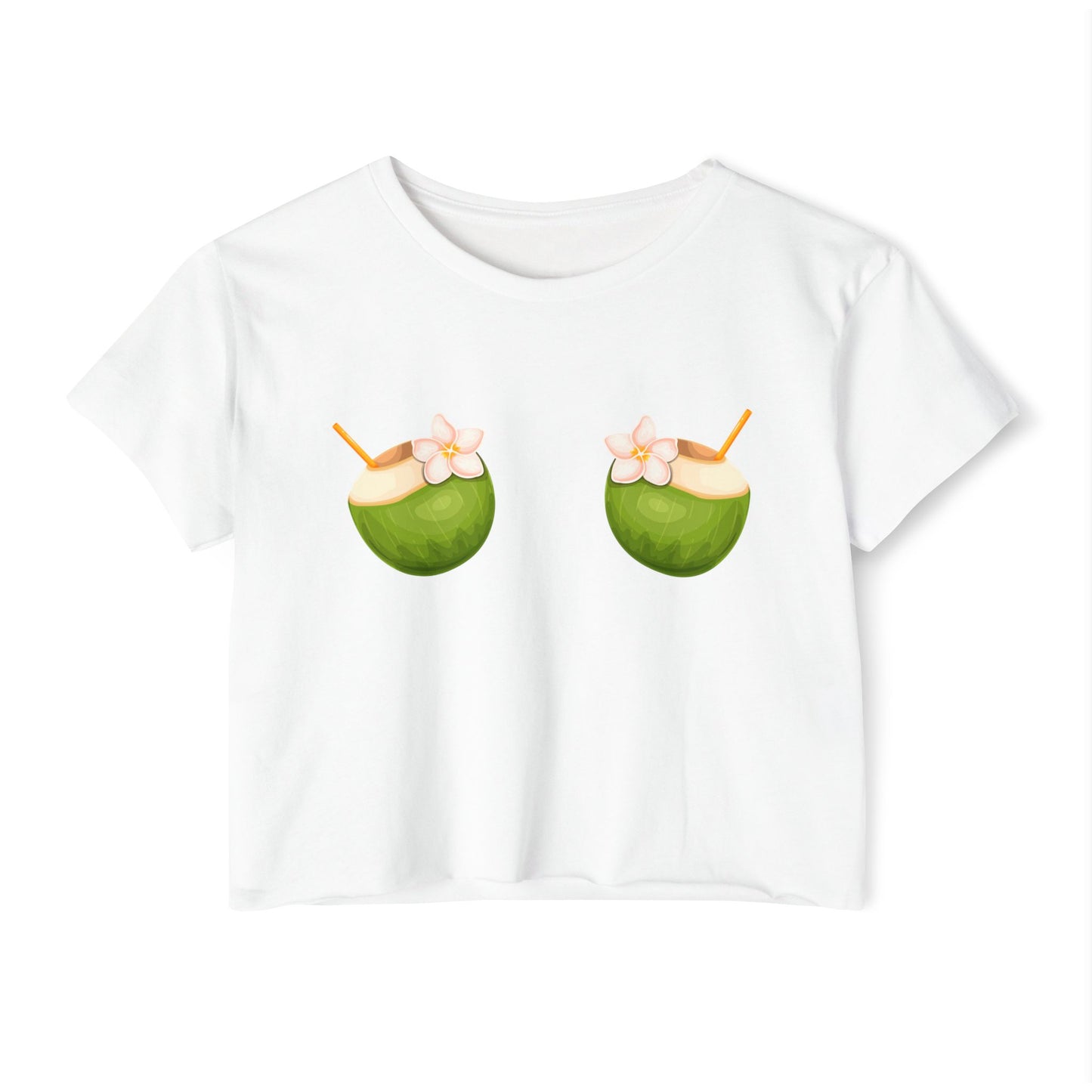 Crop Top, Coconut Bra Beach Vibes White Tee, Beach Days, Girls Trip, Bachelorette Party, Summer Shirt