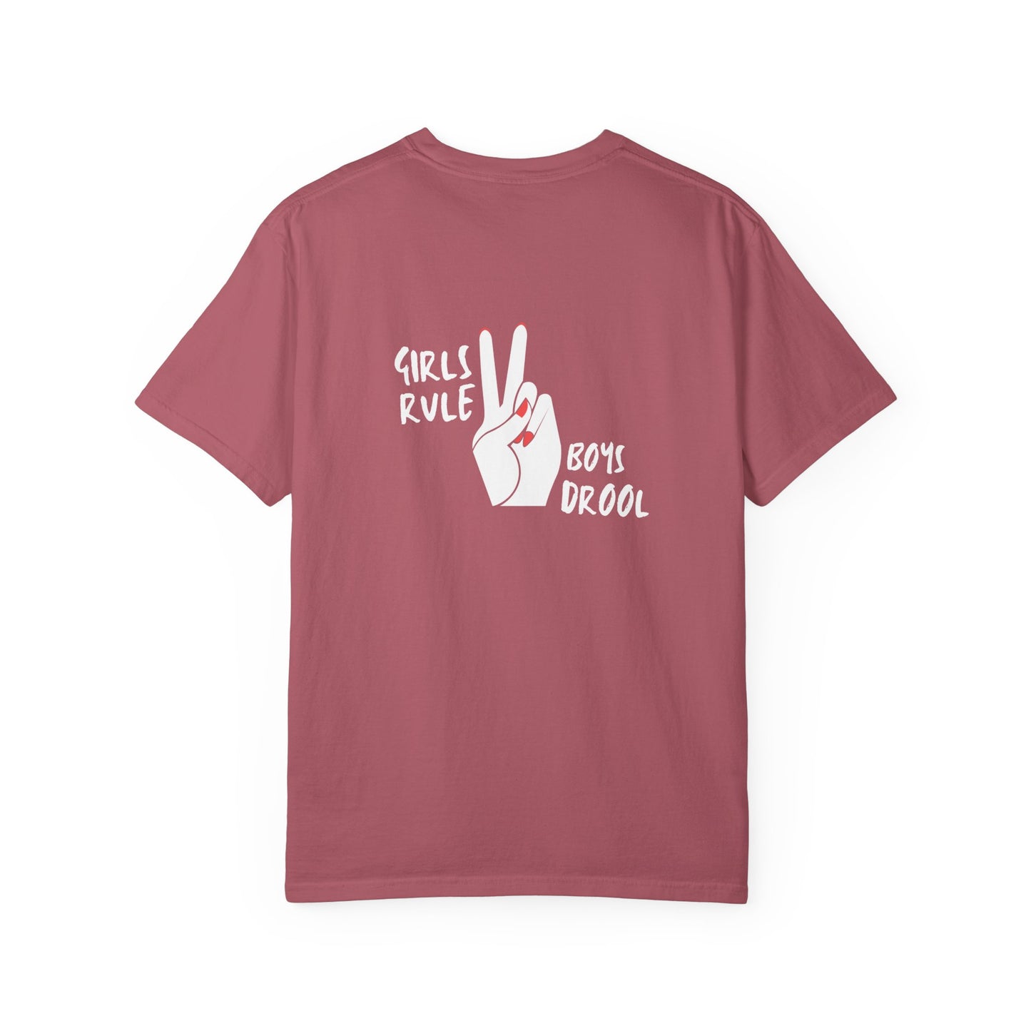 Comfort Colors® "Girls Rule, Boys Drool" Peace Sign Valentine's Day Tee for Women or Girls