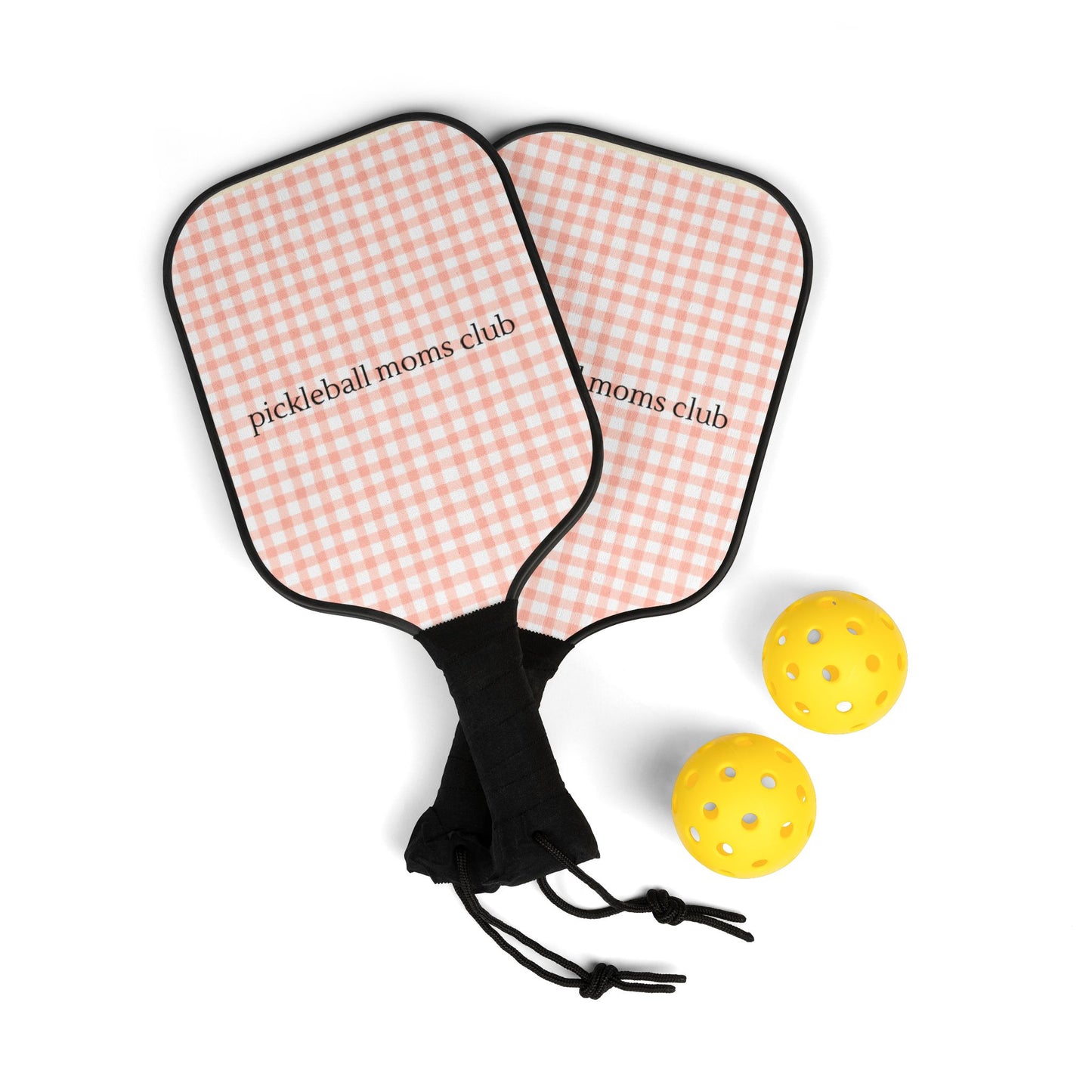 Pickleball Paddle Set - Pickleball Moms Club, Pink Gingham, Womens Pickleball Paddle, Girls Pickleball, Funny