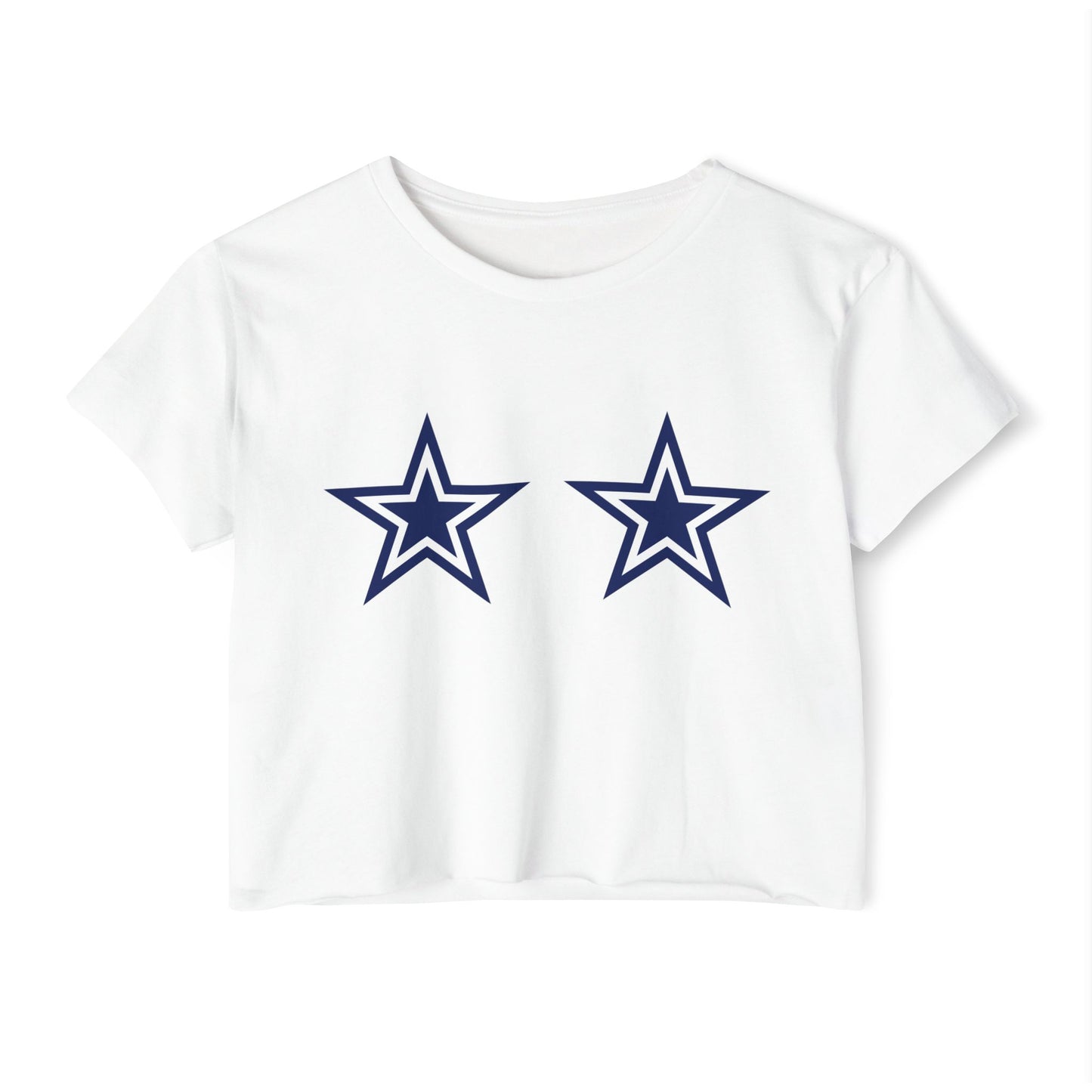 Football Sunday Women's Festival Crop Top, Dallas Football Navy Stars White Tee, Gameday Cute Shirt, Boob Stars, Womens