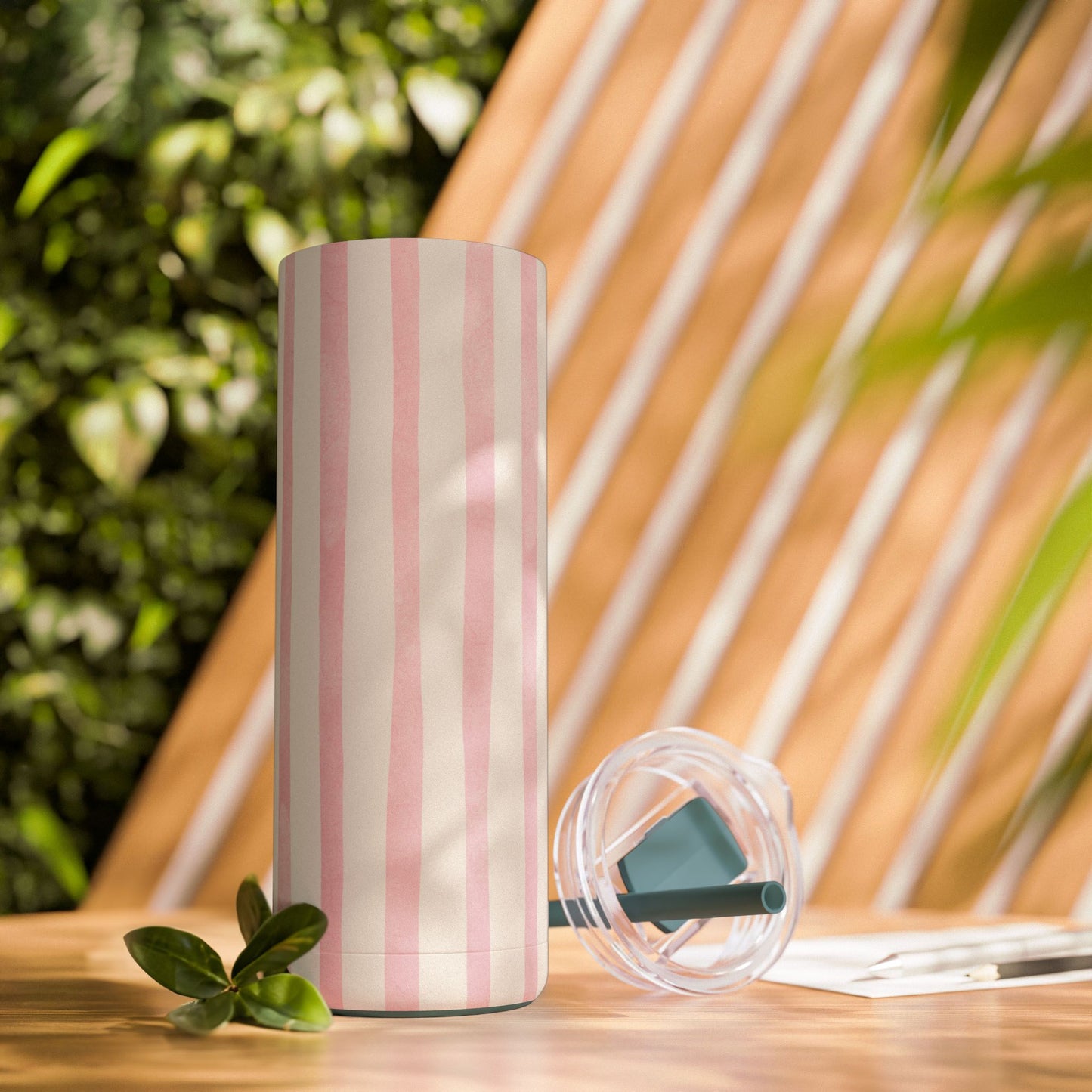 Pink Striped Tumbler, Reusable Water Bottle, Gift for Her, Bridal Party Gift, Summer Sipping, Pickleball Bachelorette