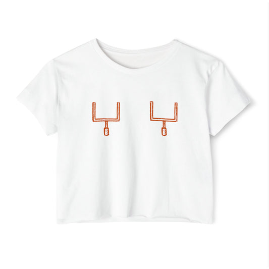 Longhorn Burnt Orange Field Goals Crop Top, Game Day Tee, College Football Shirt, Women's Top, White Cropped Tee