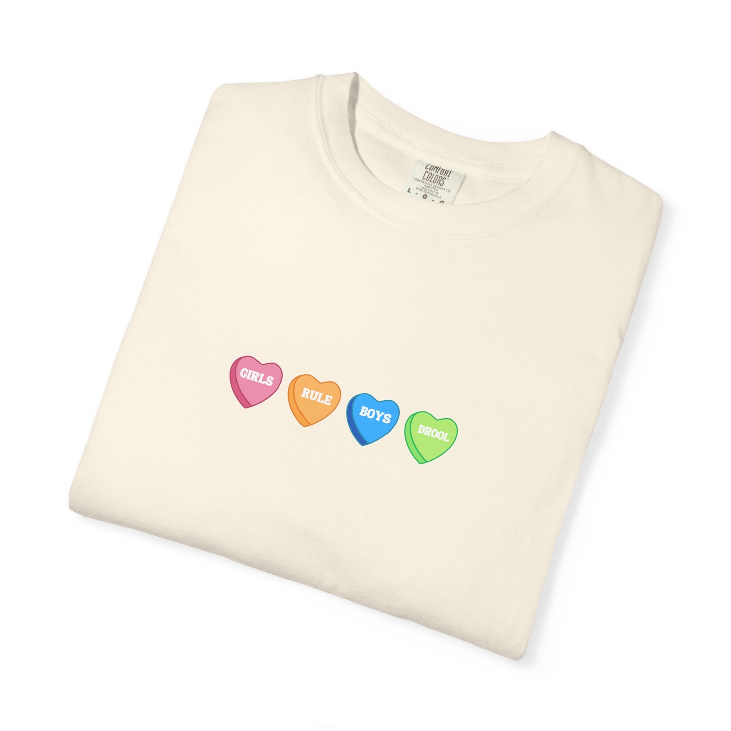 Comfort Colors® Girls Rule Boys Drool, Galentines Tee, Valentines Shirt, Candy Hearts Tee for Women