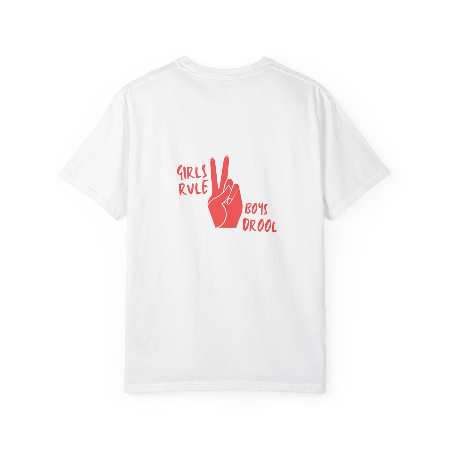 Comfort Colors® "Girls Rule, Boys Drool" Peace Sign Valentine's Day Tee for Women or Girls