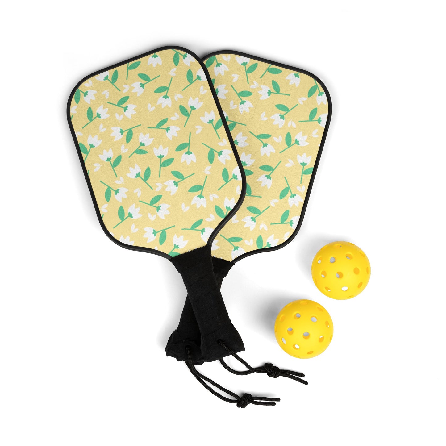 Pickleball Paddle Set - Yellow floral, Girly Pickleball, Womens Pickleball Paddle, Girls Pickleball, Cute