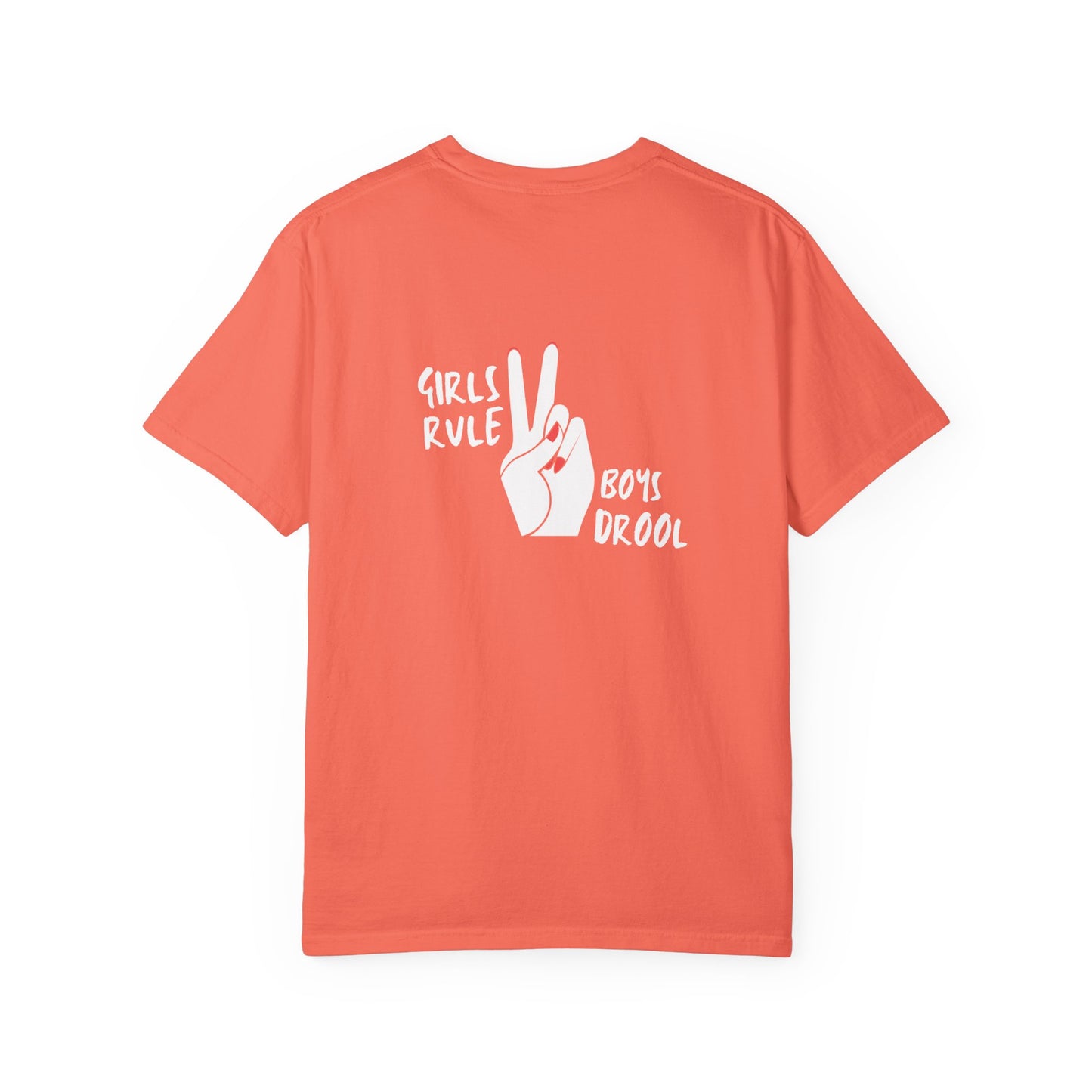 Comfort Colors® "Girls Rule, Boys Drool" Peace Sign Valentine's Day Tee for Women or Girls