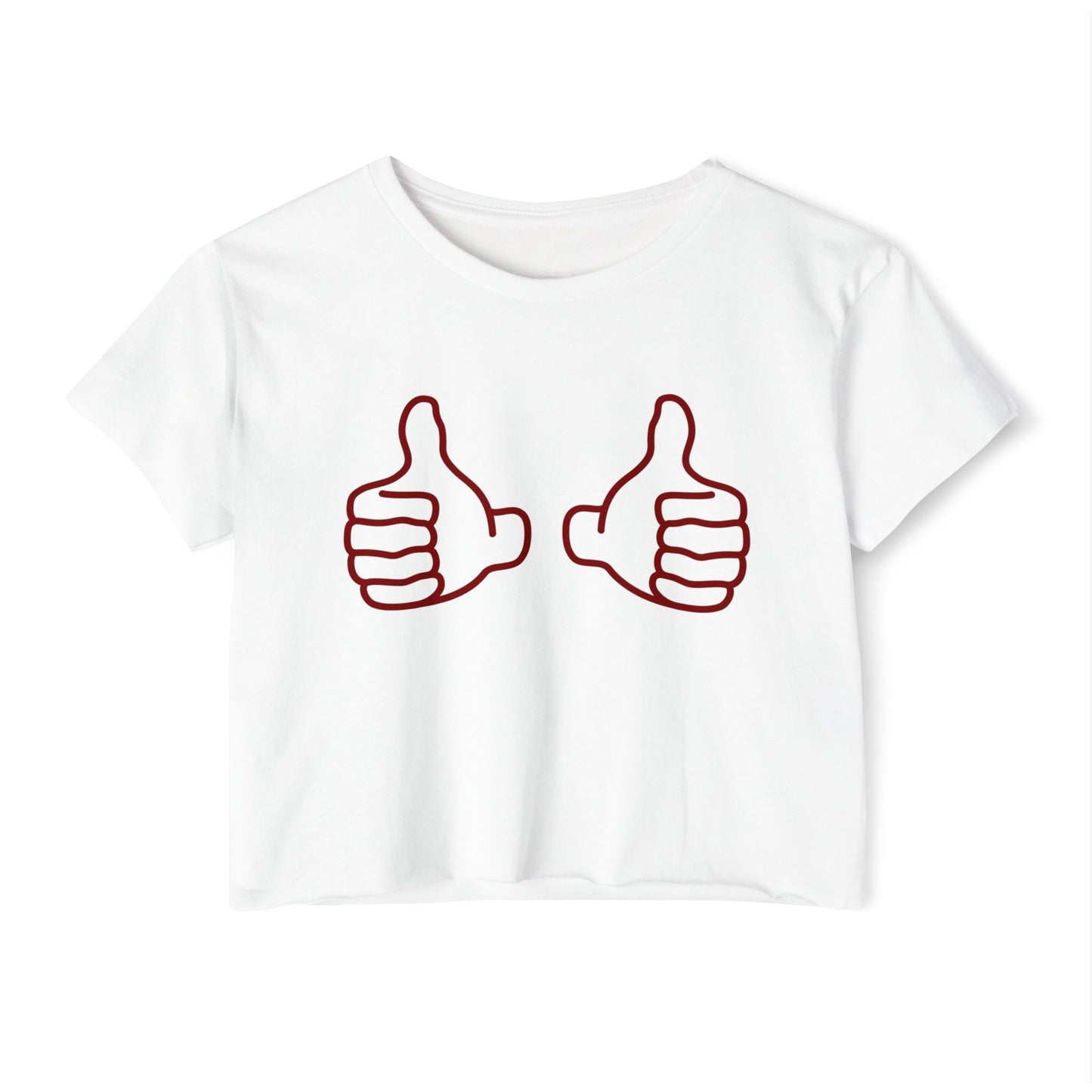 Women's Crop Top, Texas A&M Aggies Gig'Em White Tee Shirt, Game Day Apparel, Thumb's Up Festival Shirt, Maroon Accent, Boots and Jean Shorts