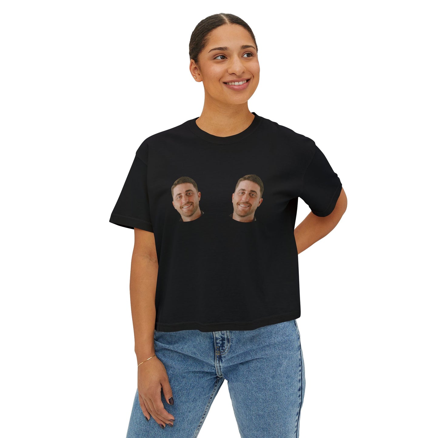Bachelorette Crop Tee, Funny Groom Face Boxy T-Shirt, Personalized Custom Shirt, Great for Bride, Comfort Colors, Women's Gift