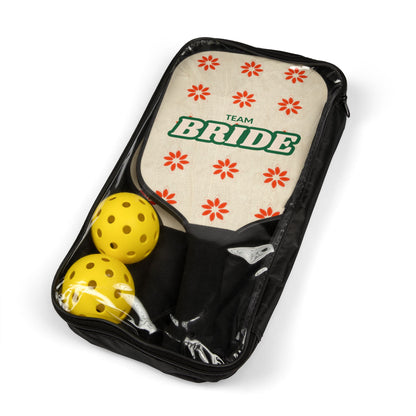 Pickleball Paddle Set - Team Bride Floral Red, Retro, Bridesmaid Pickleball Paddle, Bachelorette Pickleball