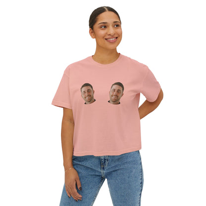 Bachelorette Crop Tee, Funny Groom Face Boxy T-Shirt, Personalized Custom Shirt, Great for Bride, Comfort Colors, Women's Gift