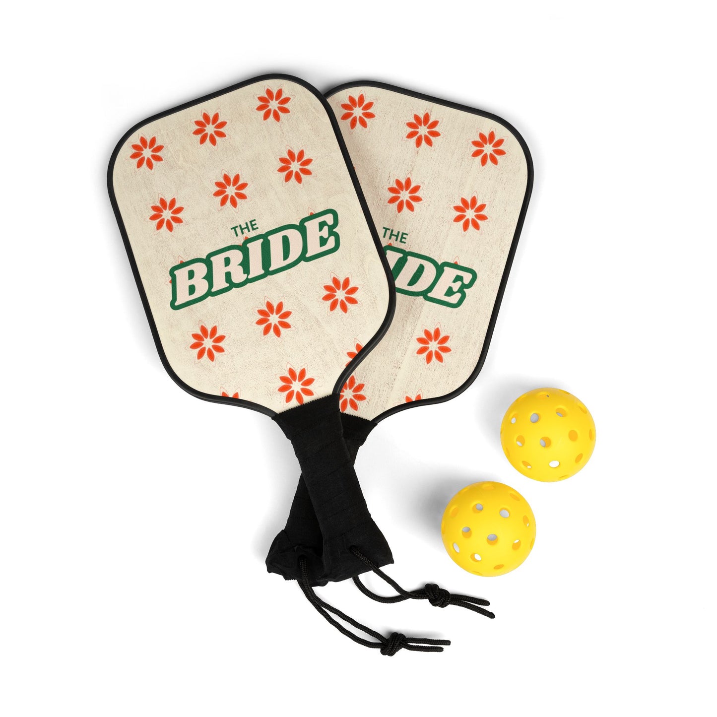 Pickleball Paddle Set - THE Bride Floral Red, Retro, Bridesmaid Pickleball Paddle, Bachelorette Pickleball