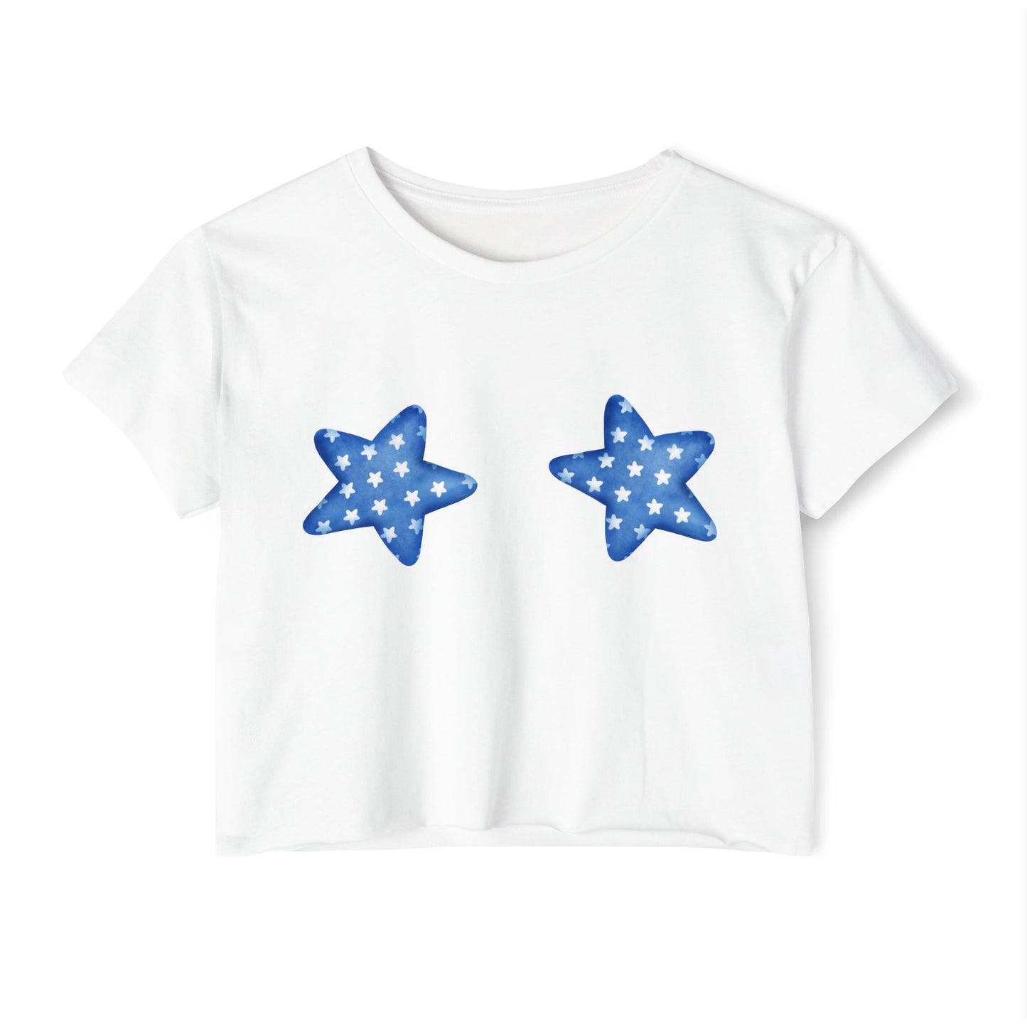 Women's Crop Top - Stars Design, Summer Crop Top, Lake T-Shirt, Casual Patriotic Wear, Beach Day Outfit, 4th of July Style