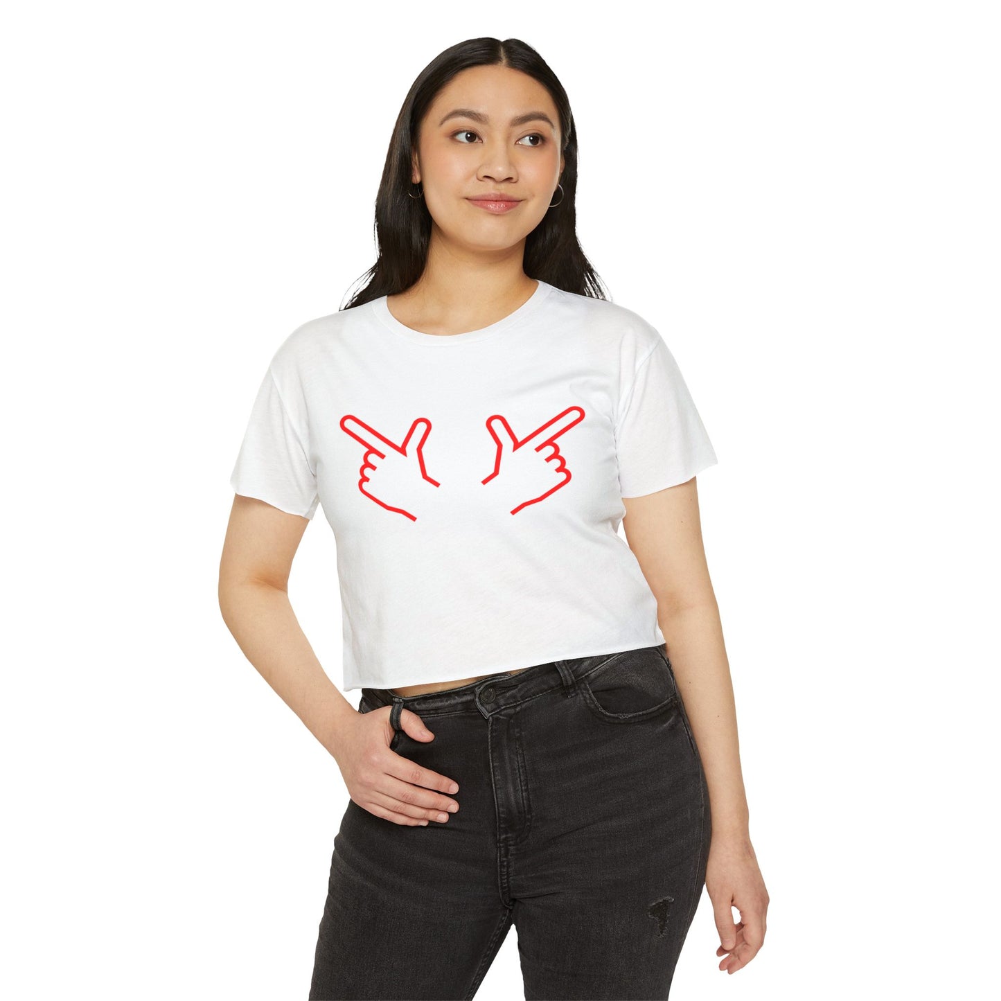 Crop Top Shirt Wreck Em Tech Red Finger Guns Gameday Football Tee Women, Texas College Sign White, Festival Fashion
