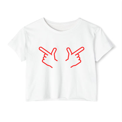 Crop Top Shirt Wreck Em Tech Red Finger Guns Gameday Football Tee Women, Texas College Sign White, Festival Fashion