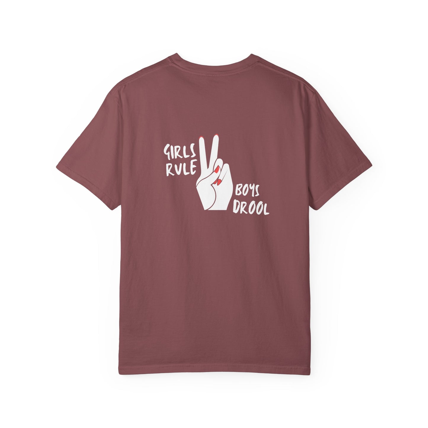 Comfort Colors® "Girls Rule, Boys Drool" Peace Sign Valentine's Day Tee for Women or Girls
