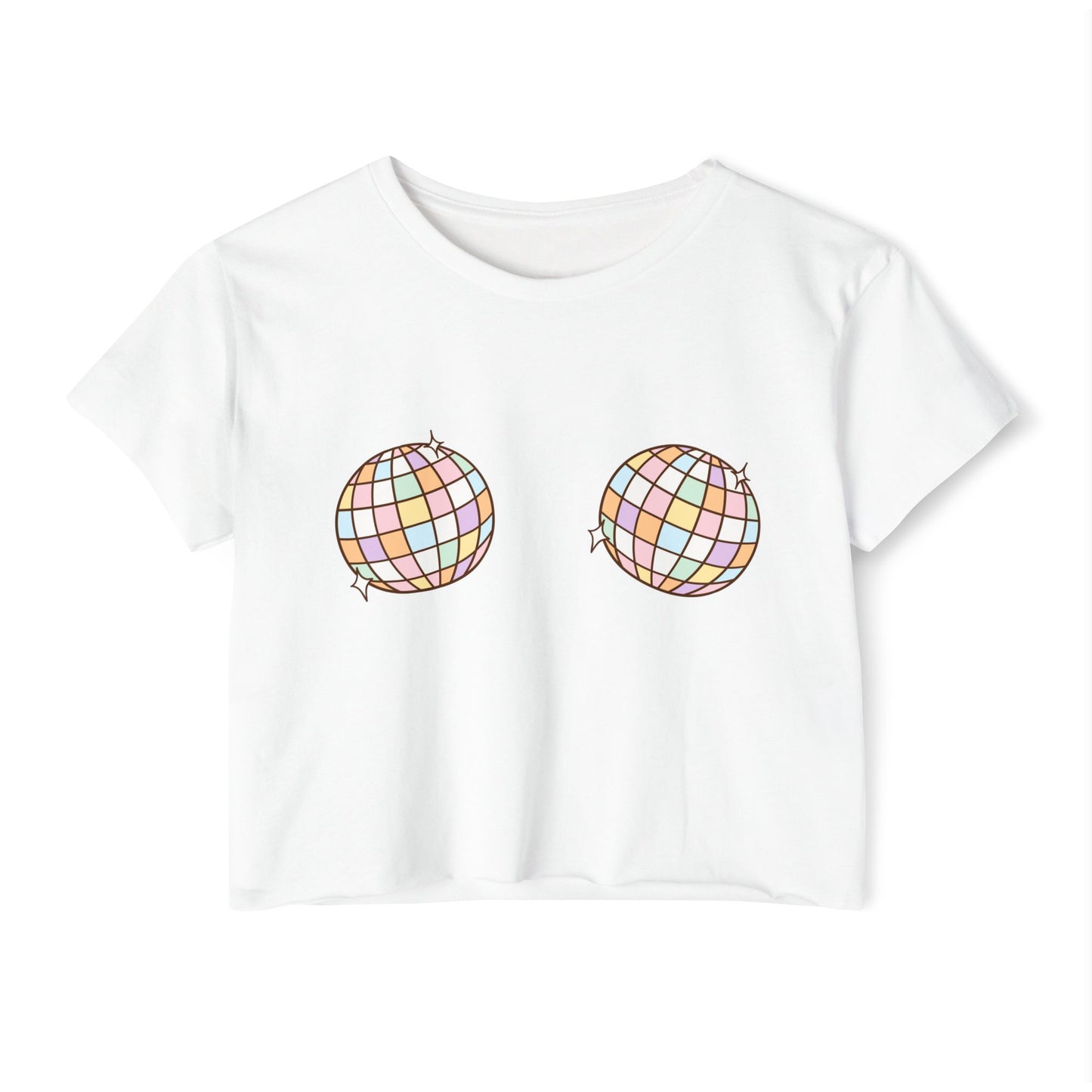 Crop Top, Disco Ball Festival Shirt, Bachelorette Party Top, Girls Night Outfit, Nashville Fashion, Trendy White Top