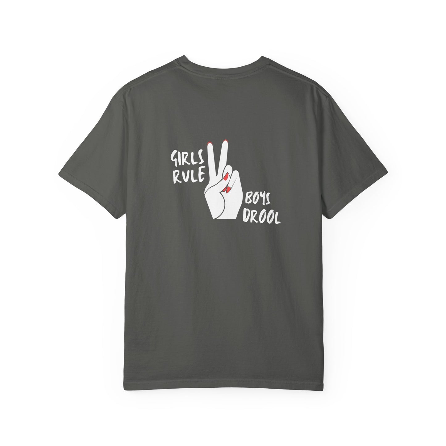 Comfort Colors® "Girls Rule, Boys Drool" Peace Sign Valentine's Day Tee for Women or Girls