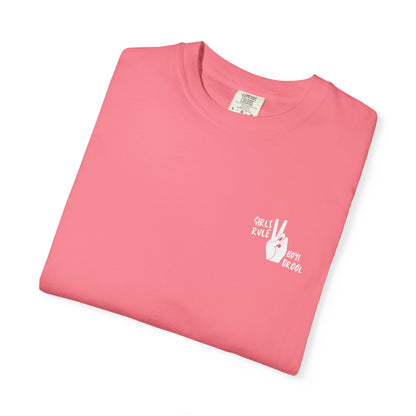 Comfort Colors® "Girls Rule, Boys Drool" Peace Sign Valentine's Day Tee for Women or Girls