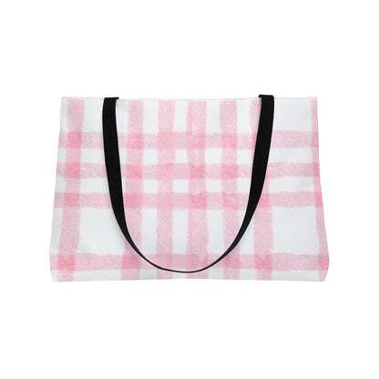 Chic Pink Plaid Weekender Tote Bag for Stylish Getaways, Beach Trips, Travel Essential, Shopping Bag, Picnic Supply