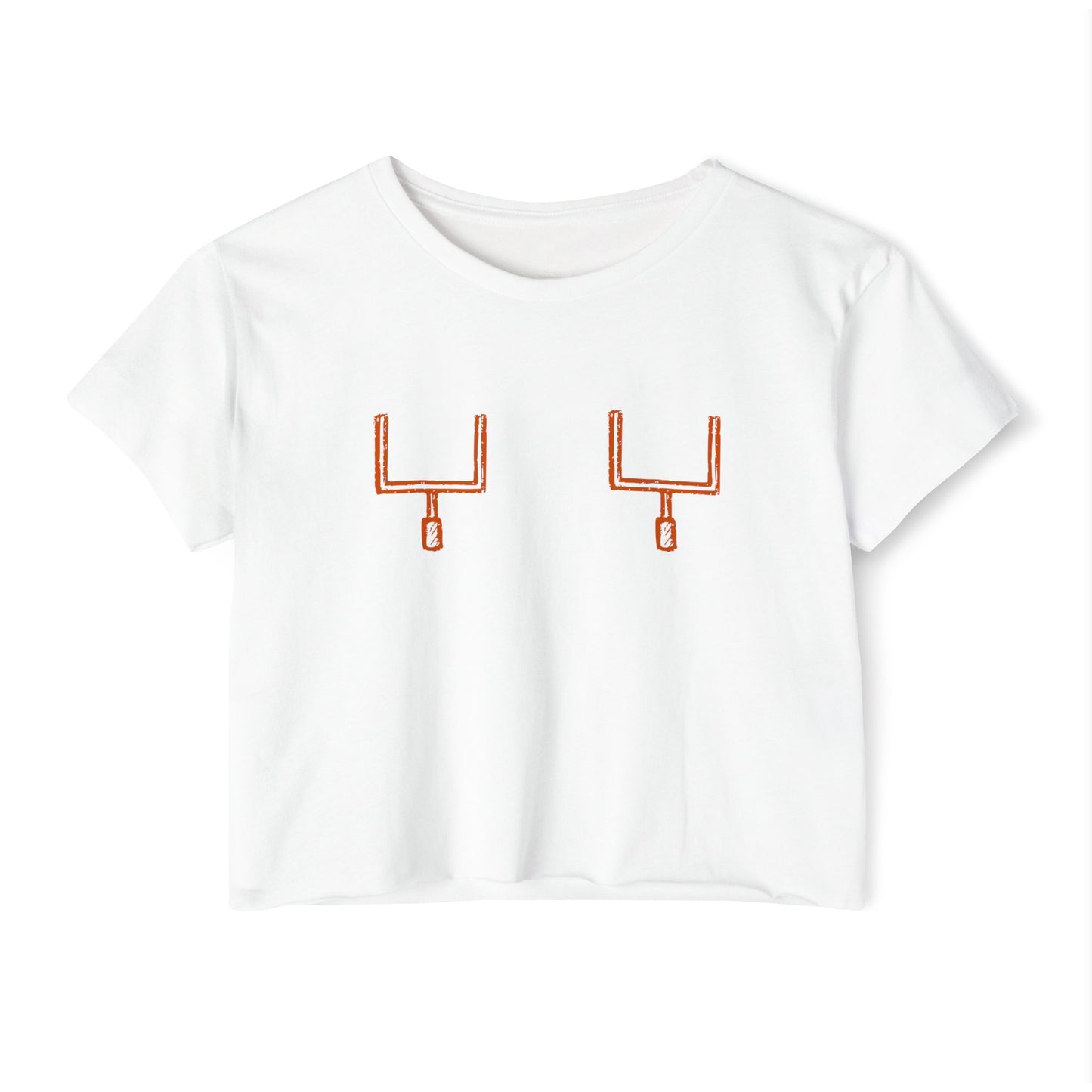 Longhorn Burnt Orange Field Goals Crop Top, Game Day Tee, College Football Shirt, Women's Top, White Cropped Tee