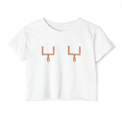 Longhorn Burnt Orange Field Goals Crop Top, Game Day Tee, College Football Shirt, Women's Top, White Cropped Tee