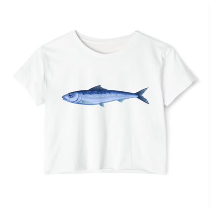 Ocean Vibes Crop Top, Boat Day Tee, Fish Bra Shirt, Women's Summer Top