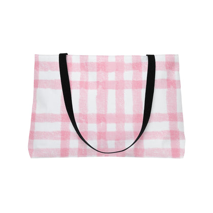 Chic Pink Plaid Weekender Tote Bag for Stylish Getaways, Beach Trips, Travel Essential, Shopping Bag, Picnic Supply
