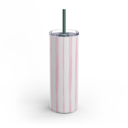 Pink Striped Tumbler, Reusable Water Bottle, Gift for Her, Bridal Party Gift, Summer Sipping, Pickleball Bachelorette
