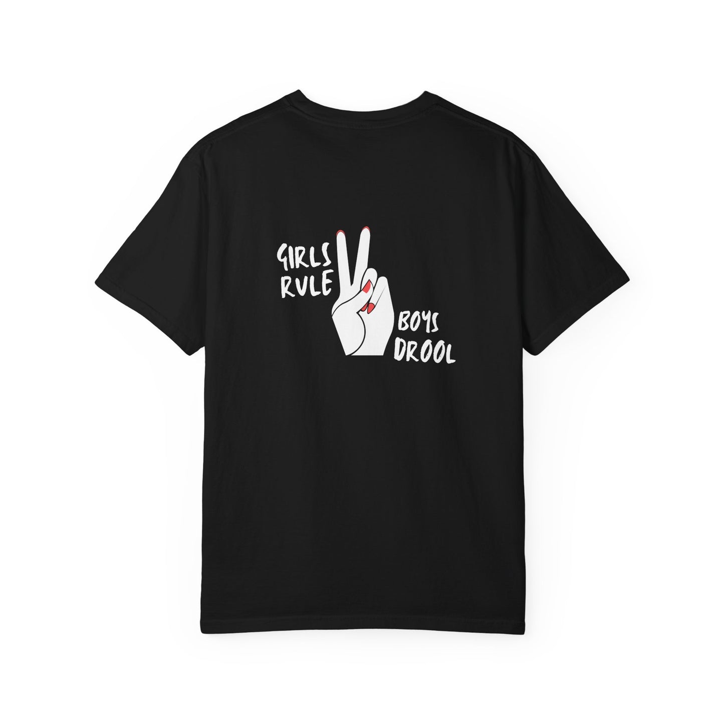 Comfort Colors® "Girls Rule, Boys Drool" Peace Sign Valentine's Day Tee for Women or Girls