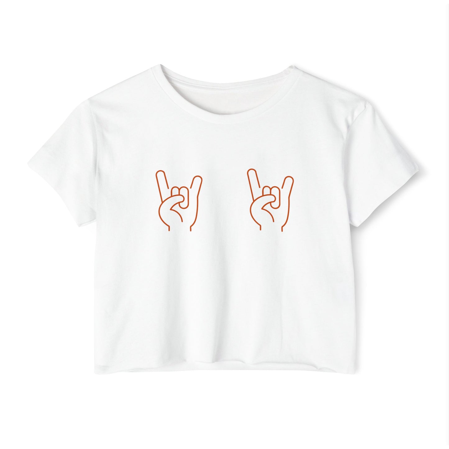 Texas Longhorns Women's Festival Crop Top, Hook'em Hand Sign Tee, Gameday Austin Shirt, College Goer Gift, White Crop Top