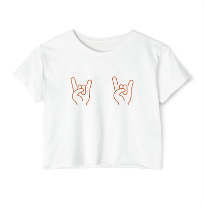 Texas Longhorns Women's Festival Crop Top, Hook'em Hand Sign Tee, Gameday Austin Shirt, College Goer Gift, White Crop Top