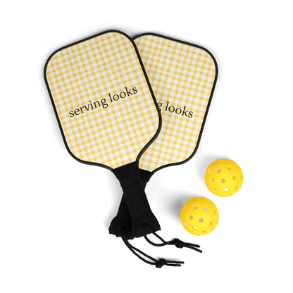 Pickleball Paddle Set - Serving Looks, Yellow Gingham, Womens Pickleball Paddle, Girls Pickleball, Funny