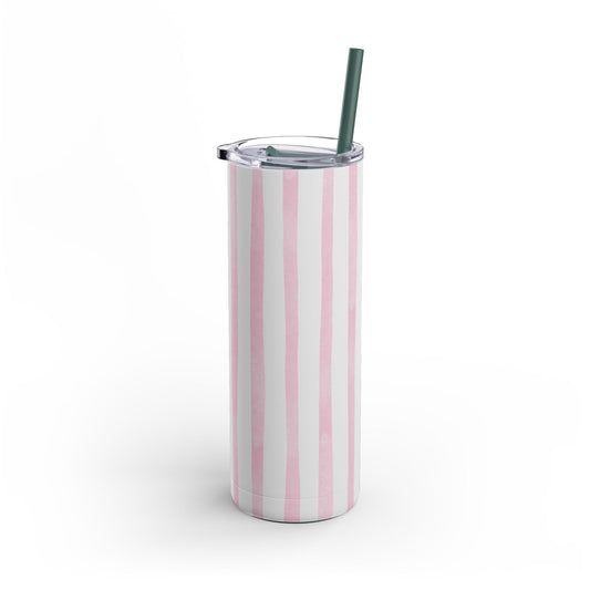 Pink Striped Tumbler, Reusable Water Bottle, Gift for Her, Bridal Party Gift, Summer Sipping, Pickleball Bachelorette