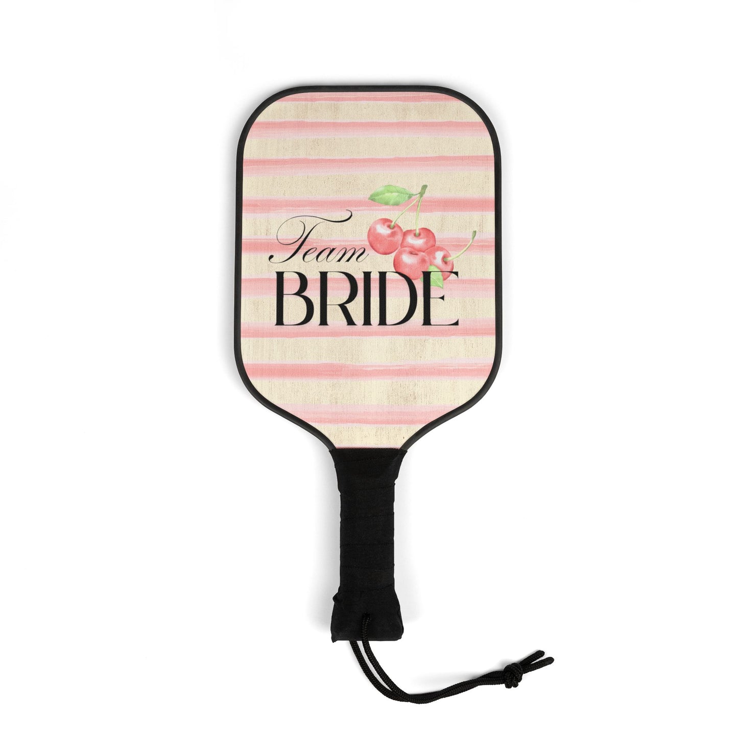Pickleball Paddle Set - Team Bride Pink Stripes, Cherrys, Girly, Bachelorette Party Gift, Girl Bachelorette, Bridesmaid Gift