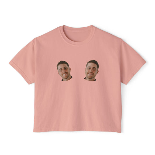 Bachelorette Crop Tee, Funny Groom Face Boxy T-Shirt, Personalized Custom Shirt, Great for Bride, Comfort Colors, Women's Gift